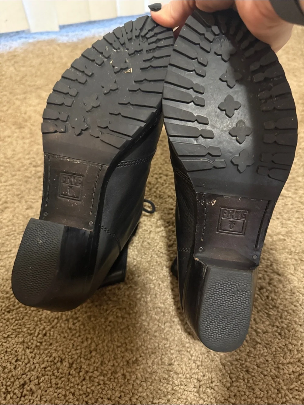 Women’s Frye Black Leather Lace-Up Boots